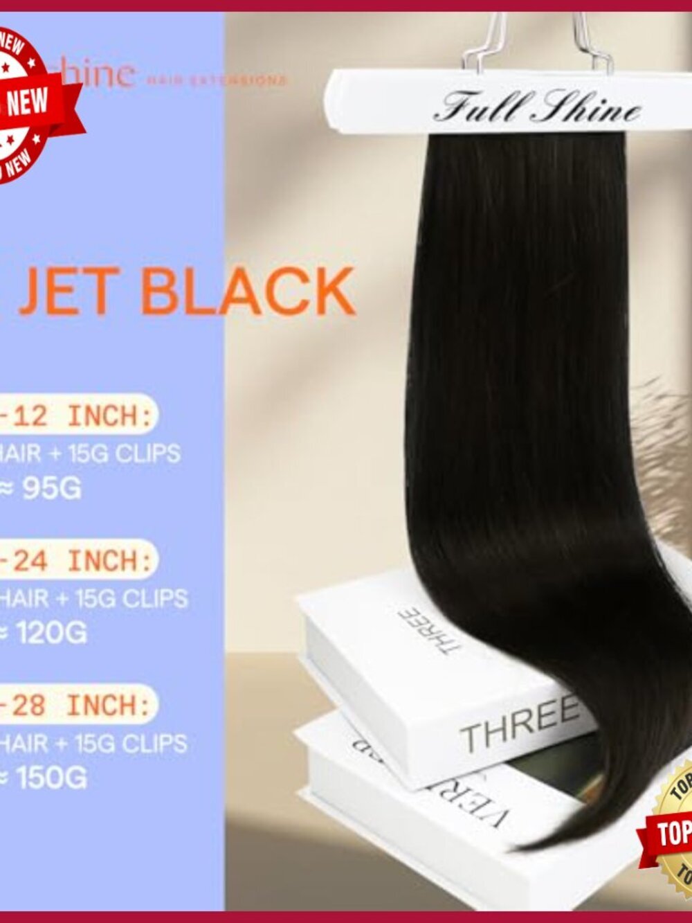 22 Inch Human Hair Extensions Clip Ins 7 Pcs Straight Thick Ends - Picture 2 of 6